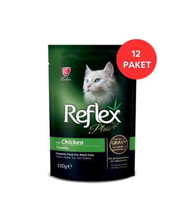Reflex Plus Chicken Gravy Sauce Pouch Adult Cat Canned Food 100 gr (12 Pack)