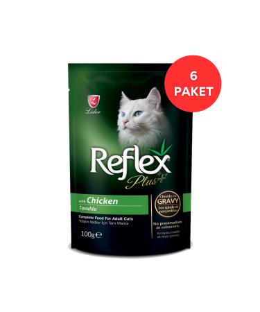 Reflex Plus Chicken Gravy Sauce Pouch Adult Cat Canned Food 100 gr (6 Pack)