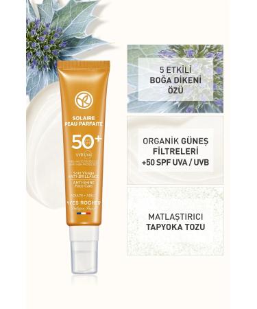 Yves Rocher Face Sun Cream - SPF 50+ - Anti-Shine / Solaire Peau Parfaite-40 ml - Buy Online on GoSupps.com