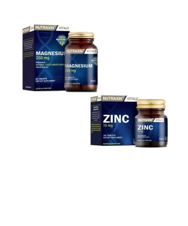 Nutraxin Zinc Supplement 15 Mg 100 Tablets Magnesium Supplement 250 Mg 60 Tablets