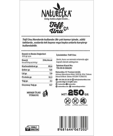 Naturelka Gluten Free Teff Flour 250 gr - Buy Online on GoSupps.com