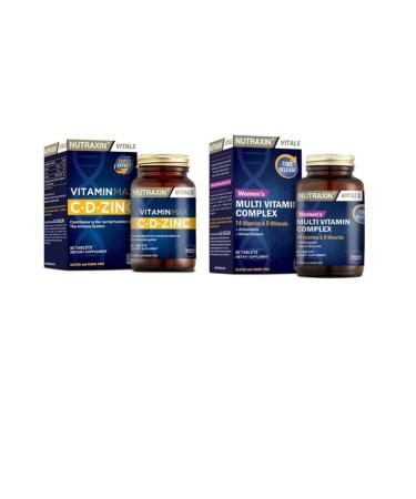 Nutraxin 1000 mg Vitamin C 1000 Iu Vitamin D and 10 mg Zinc (vitamin Max) + Multivitamin Women 60 Tablets