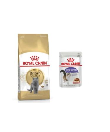 Royal Canin British Shorthair Adult Cat Dry Food 2 Kg + Sterilized Pouch Wet Food 85 gr