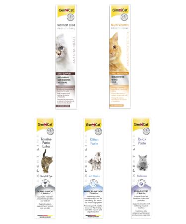 Gimcat Malt Soft Extra 100gr + Multivitamin 100gr + Kitten Paste + Relax Paste + Taurine Paste (Pack of 5)