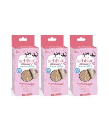 Schesir Chicken with Salmon and Chicken Liver Complete and Balanced Food for Kittens 3 x 55 Gr - 3 Packs