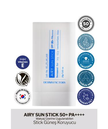 DERMA FACTORY Matte Stick Sunscreen for Oily and Combination Skin Derma Factory Airy Sun Stick SPF 50+ PA++++