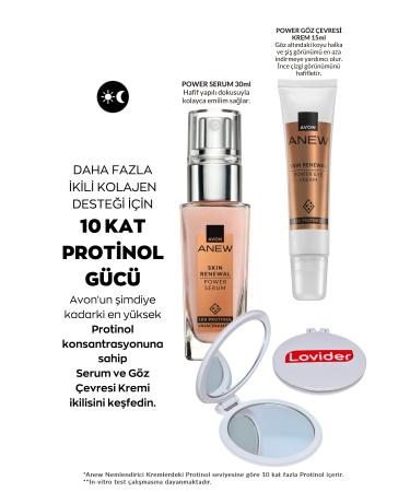Avon Anew Power Set Face Serum 30ml + Eye Contour Cream 15ml + Lovider Pocket Mirror