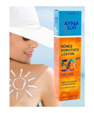 Ayna Sun Calendula Extract Sunscreen Lotion 50 Spf Mineral Based 100 ml Sun Cream
