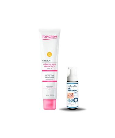 Topicrem Hydra+ SPF50 Protective Day Cream - Sunscreen Day Cream 40ml + Gift Teeth Whitening Foam