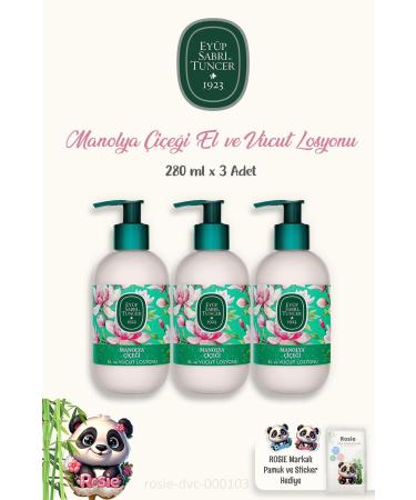 Ey p Sabri Tuncer 3-pack Magnolia Flower Hand and Body Lotion 280 ml and Cotton ROSIE