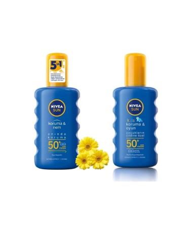 NIVEA Sun Cream Set of 2-Adult Spray 50 Factor 200 ml Child Spray 50 Factor 200 ml
