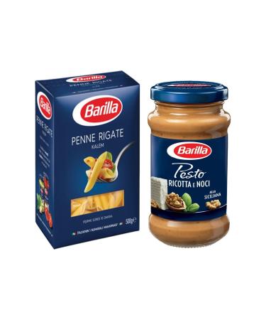 Barilla Penne Rigate/pencil Pasta 500 Gr+ Pesto Sicilinna Pasta Sauce 190 Gr