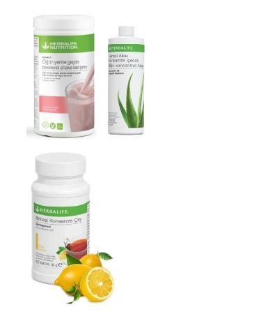 Herbalife Set Raspberry White Chocolate Shake Aloe Juice 50 gr Lemon Flavored Tea