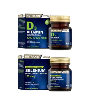Nutraxin Vitamin D3 1000 Iu 120 Tablets + Selenium 100 Mcg 100 Tablets
