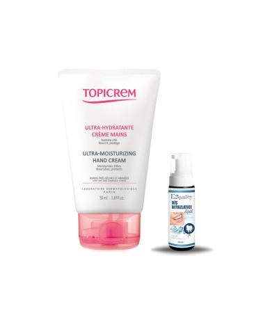 Topicrem Ultra Hydratante Hand Cream -Moisturizing Hand Care Cream 50ml + Gift Teeth Whitening Foam