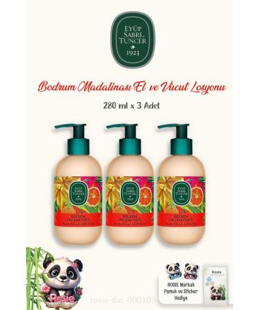 Ey p Sabri Tuncer 3 Pieces Bodrum Tangerine Body Lotion 280 ml and ROSIE