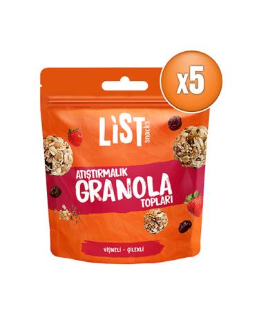 List Nuts List Snacks Cherry Strawberry Granola Balls 5 x 30 g