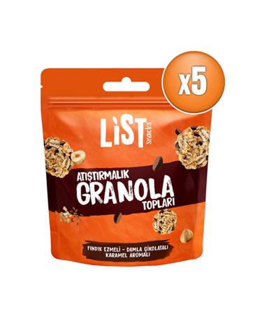 List Nuts List Snacks Hazelnut Butter Caramel Flavored Granola Balls 5 x 30 g
