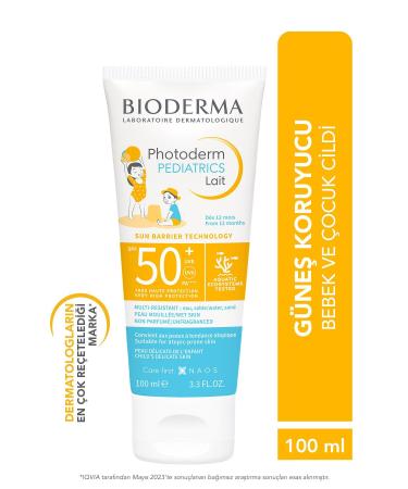 Bioderma Photoderm Pediatrics Lait SPF50+ Baby Child Very High Protection Milk Form Sun Cream 100 ml