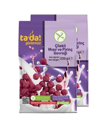 Tada Gluten-Free Gluten-Free Breakfast Corn and Rice Flakes with Strawberries 220 Gr (2 Pieces)