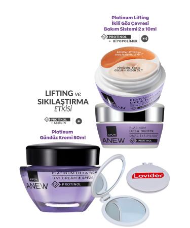 Avon Platinum Set Day Cream 55+ Age + Dual Eye Contour Care System + Lovider Pocket Mirror