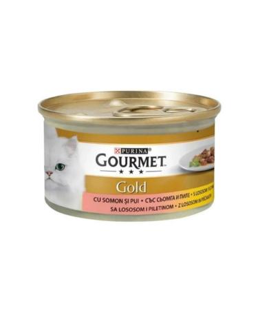 Purina Gourmet Gold Piece Meat Salmon and Chicken Canned Cat Food 85 Gr x 24 Pieces