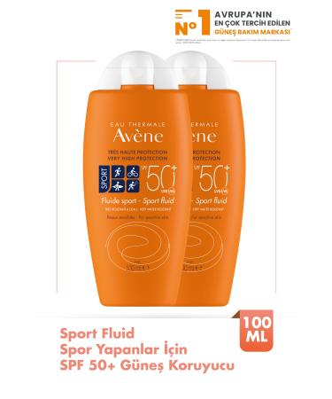 Avene Sport Fluid SPF 50+ Water Resistant High Protection Sun Cream for Athletes 100 ml 2 Pieces