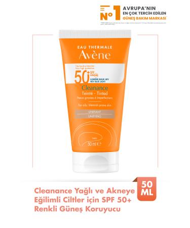 Avene Cleanance Tinted Spf 50 Tinted Sunscreen for Oily and Acne Prone Skin 50 ml X2
