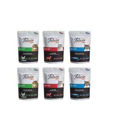 Felicia Pouch 3 Types Chicken & Salmon & Lamb Cat Food 85 Gr X 6 Pieces