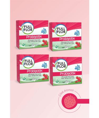 FULLFLOR 4x Probiotic Digestive Aid Strawberry Prebiotic Containing 5 Billion Bacteria