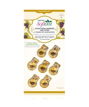 Aksu Vital Natural Grape Seed Oil Skin Care Capsules for Normal Skin 7 Pieces