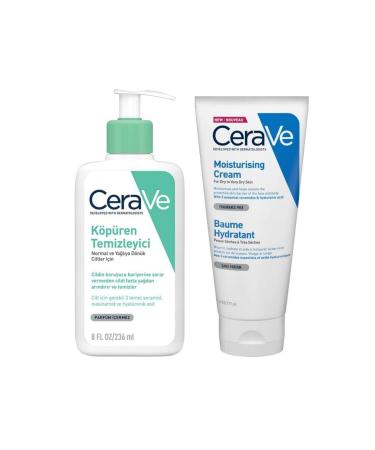 CeraVe Foaming Cleanser Foaming Cleanser Oily and Combination Skin 236 ml Moisturizing Cream 177 ml - Buy Online on GoSupps.com
