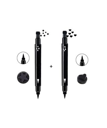 Mardinal Double Ended Eyeliner Star and Heart Patterned 2 Piece Economic Set
