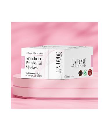 Laurore Organic Skin Pink Clay Mask Collagen & Niacinamide Organic Formula 100 Ml. Oil Balancing Pore Tightening - Buy Online on GoSupps.com