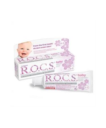 Baby ( CLAY MASK GIFT ) Rocs Baby 0-3 Years Old Swallowable Linden Extract Toothpaste 35 ml ( 1 PIECE )