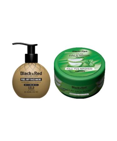 Black Red Peelable Gold Face Mask Against Blackheads 250 ml and Clay Face Mask 400 gr