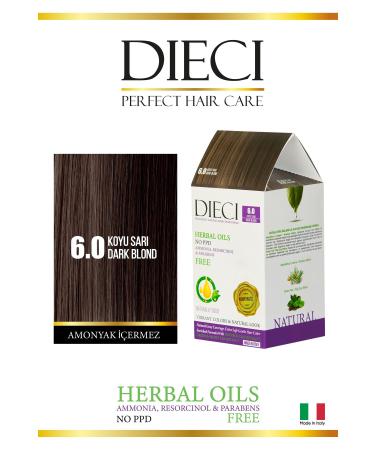 Dieci Ammonia Free Kit Hair Dye 6.0 Dark Blonde