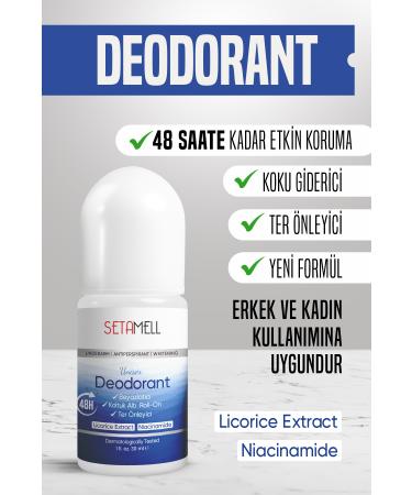 Setamell Sweat and Odor Preventive Roll-ON Whitening Effective Vegan Content 50 ml