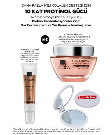 Avon Anew Power Set Eye Contour Cream 15ml + Power Face Cream 50ml + Lovider Pocket Mirror
