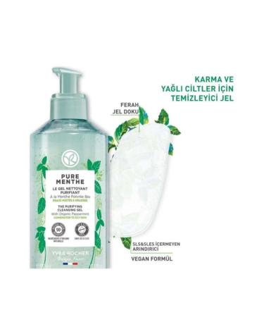 Yves Rocher Face Wash Gel - Combination and Oily Skin / Pure Menthe Pore Tightener and Prebiotic 390 ml - Buy Online on GoSupps.com