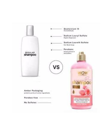 WOW Skin Science Indian Rose Shampoo- 4 Natural Ingredients-Rose Hydrosol Almond and Argan Oil 300ml - Buy Online on GoSupps.com