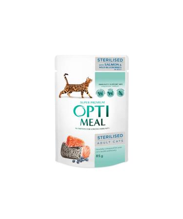OptiMeal Salmon Blueberry Jelly Wet Neutered Cat Food 85 gr 316105