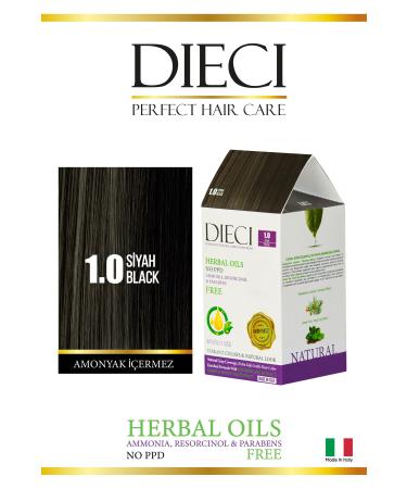 Dieci Ammonia Free Kit Hair Dye 1.0 Black