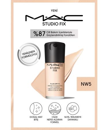 Mac 24 Hour Lasting Matte Foundation - Studio Fix Fluid Spf15 - Color: Nw5 - 30ml