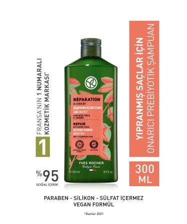 Yves Rocher Damaged Hair Repair Prebiotic Shampoo sulfate-free salt-free vegan