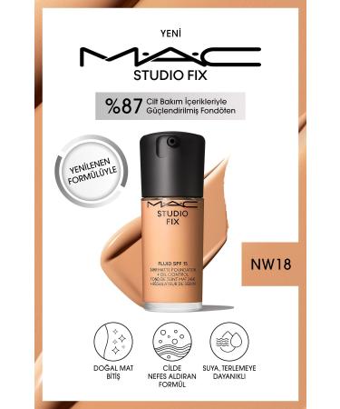 Mac RENEWED FORMULA STUDIO FIX FLUID SPF 15 MATTE FOUNDATION-NW18 30 ML..