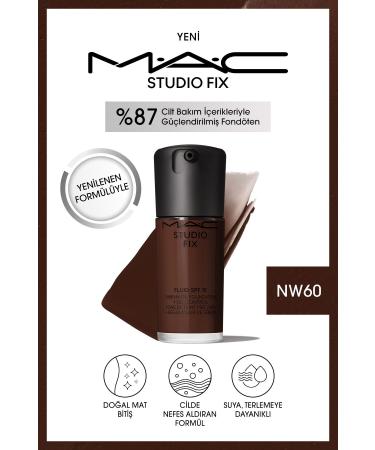 Mac NEW NATURAL MATTE FINISH STUDIO FIX FLUID SPF 15 MATTE FOUNDATION-NW60 30 Ml