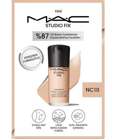 Mac NEW NATURAL MATTE FINISH STUDIO FIX FLUID SPF 15 MATTE FOUNDATION-NC10 30 Ml