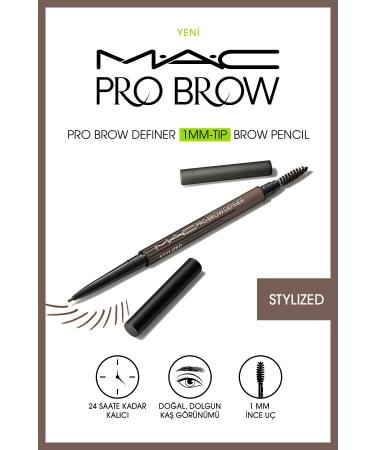 Mac STYLIZED - 24 Hours Lasting Pro Brow Definer 1MM Tip Brow Pencil Eyebrow Spoolie