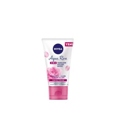 NIVEA Aqua Rose 3in1 Facial Cleansing Peeling Mask Organic Rose Water Hyaluron Mineral Clay 150 Ml - Buy Online on GoSupps.com